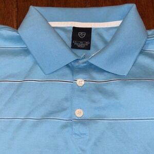 Men's Vintage Nike Golf 100% Cotton Blue, Black & White Striped Polo‎ XL